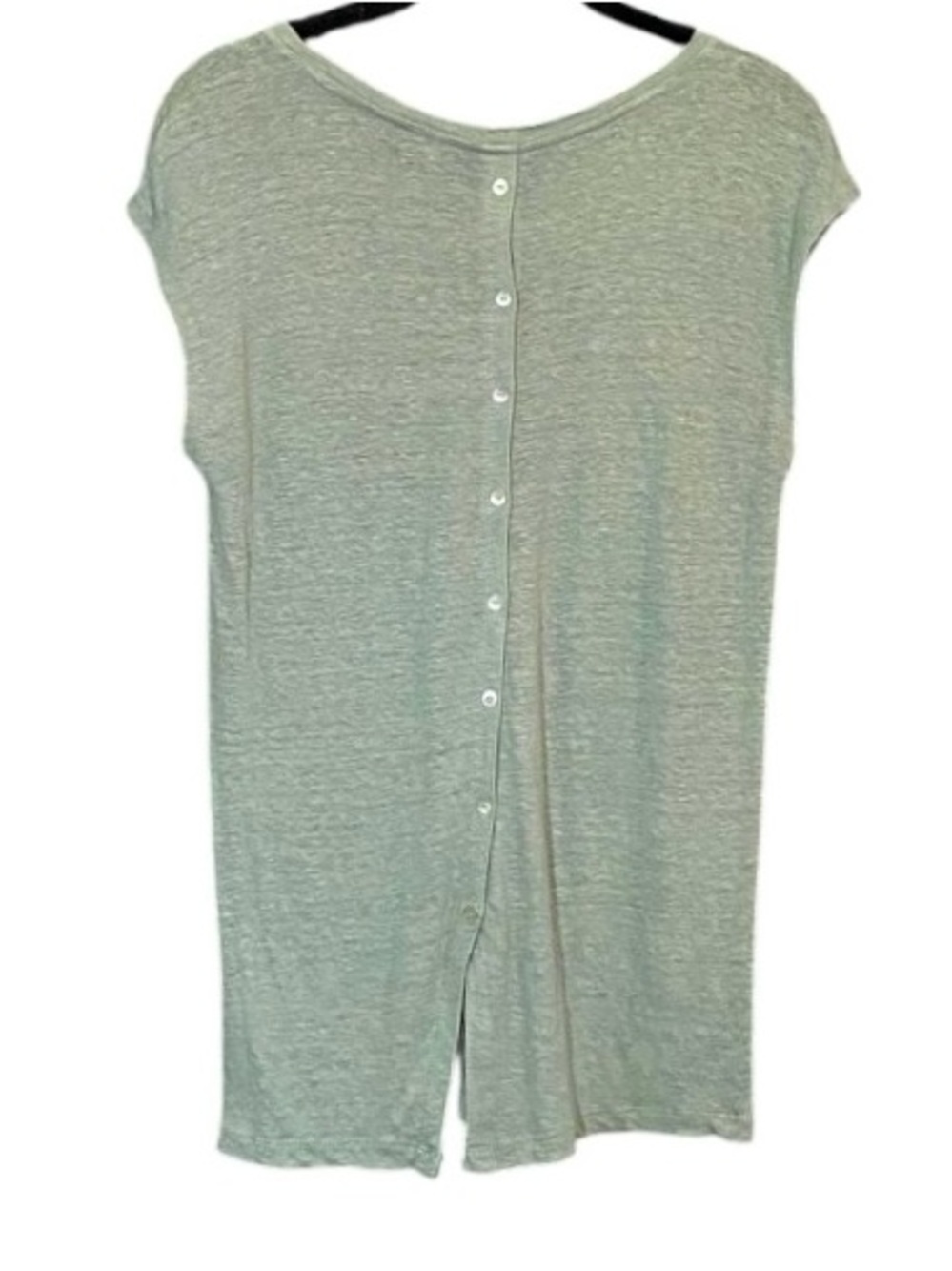 Tahari 100% Linen Cap Sleeve Top Coastal Resort Minimalist Boho Sage Small - Picture 4 of 6